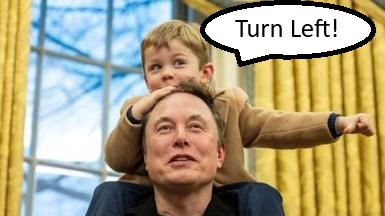 Elon Musk's son, X, sits on his shoulders in the Oval Office