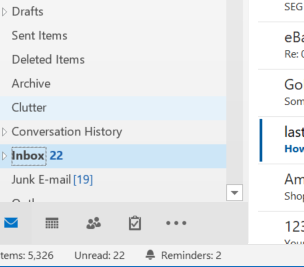 outlook mailbox moves inbox down the list of folders