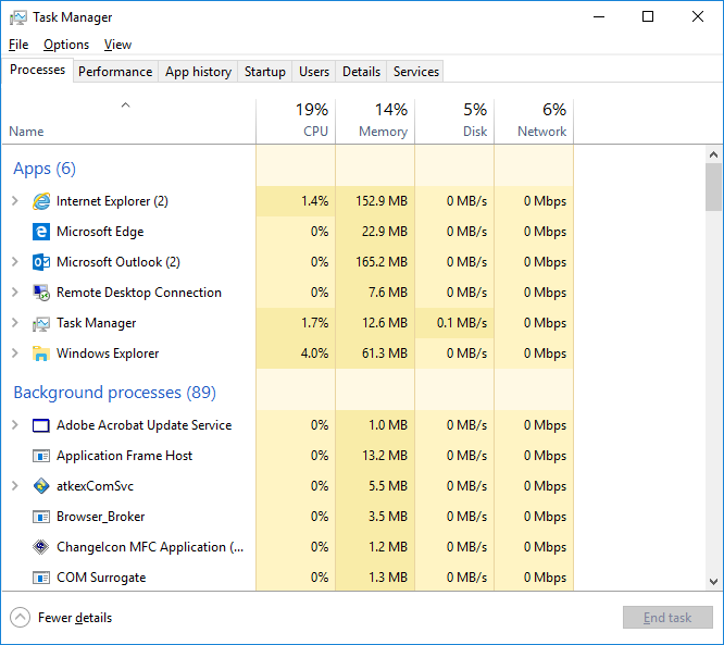 Windows 10 Task Manager